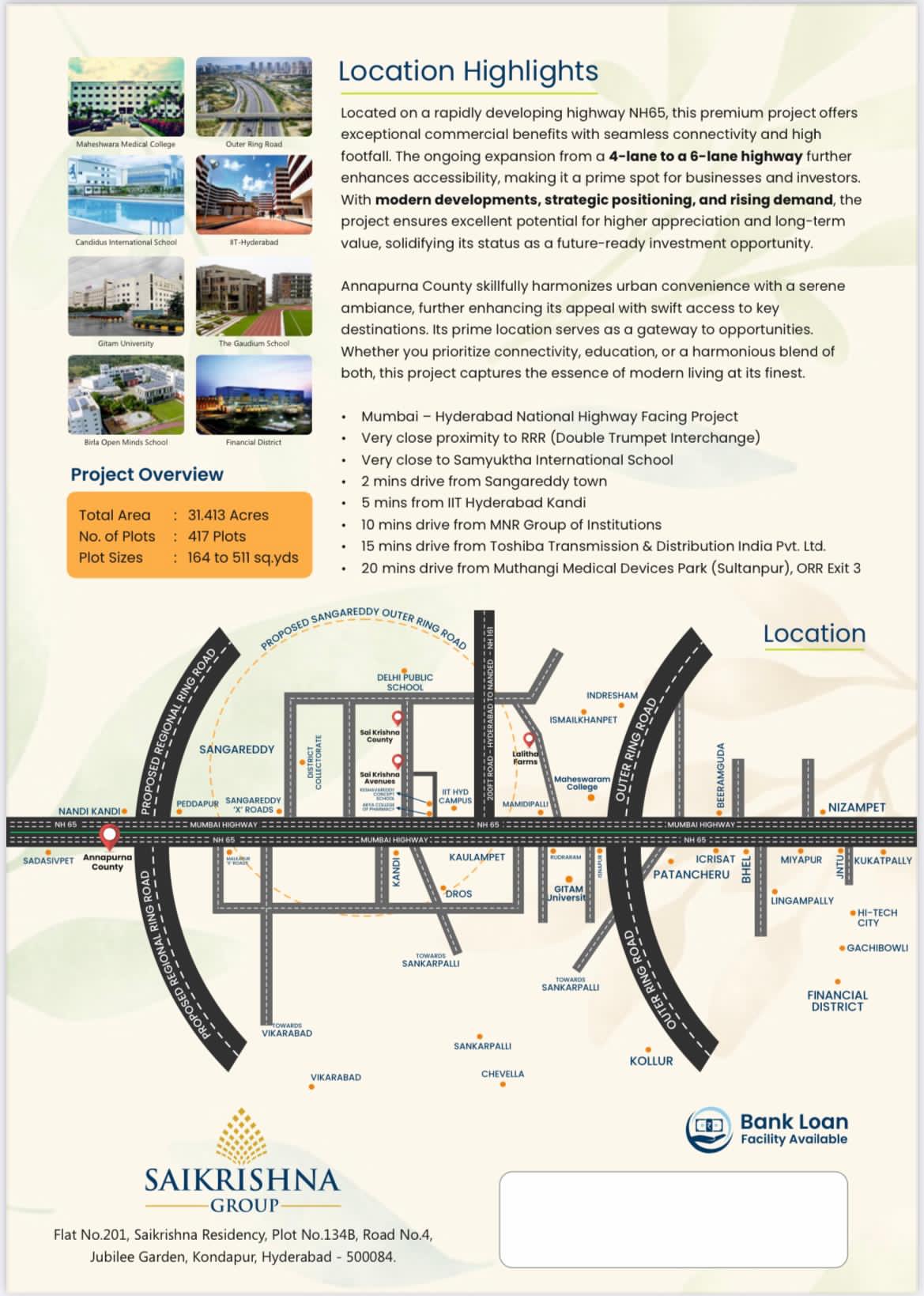 Highway facing open villa plots @Sangareddy